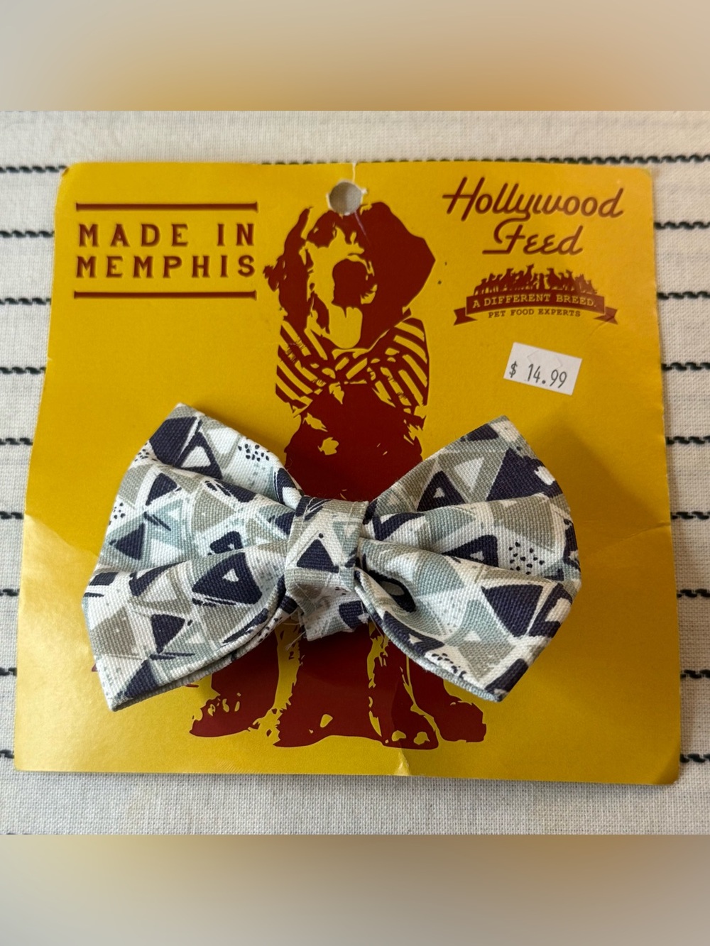 Geometric Bow Tie Dog Collar Accessory in Gray & Navy